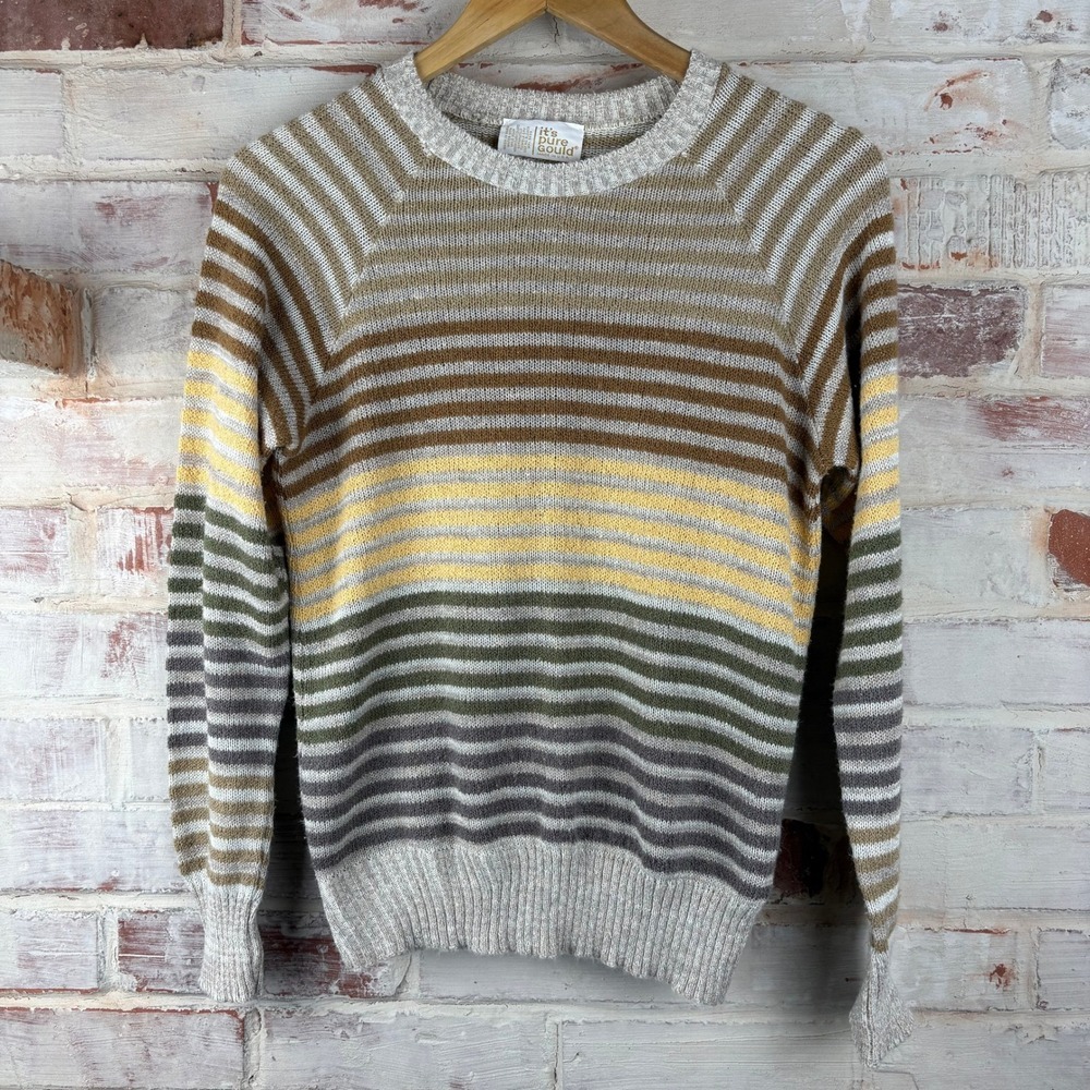 Vintage It's Pure Gould Striped Raglan Knit Sweater Made in‎ USA Heritage 90s